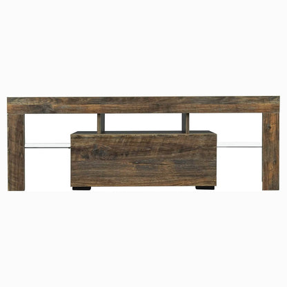 TV Stand with LED Lights Open Shelf Console Storage Table