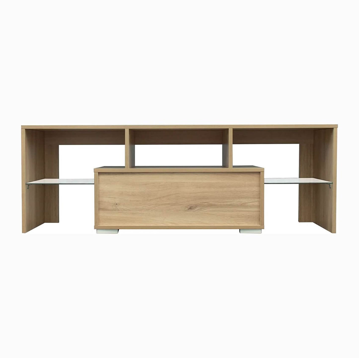 TV Stand with LED Lights Open Shelf Console Storage Table
