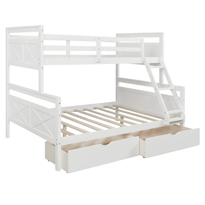 Twin over Full Bunk Bed with 2 Storage Drawers