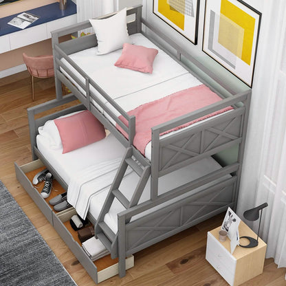 Twin over Full Bunk Bed with 2 Storage Drawers