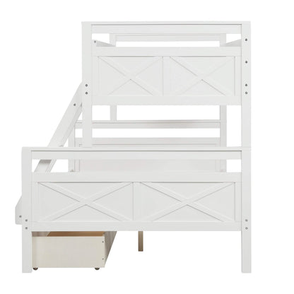 Twin over Full Bunk Bed with 2 Storage Drawers