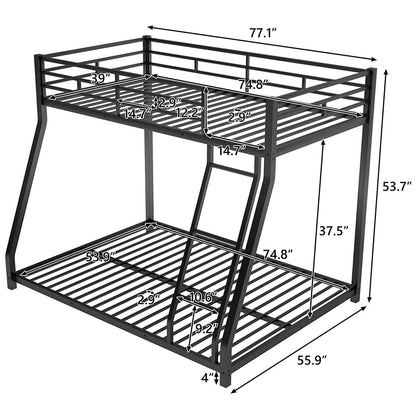 Twin Over Full Low Bunk Bed with Ladder