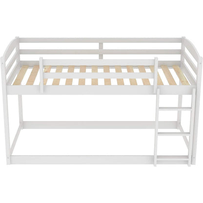 Twin Over Twin Floor Bunk Bed with Ladder