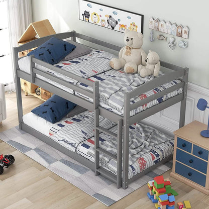 Twin Over Twin Floor Bunk Bed with Ladder