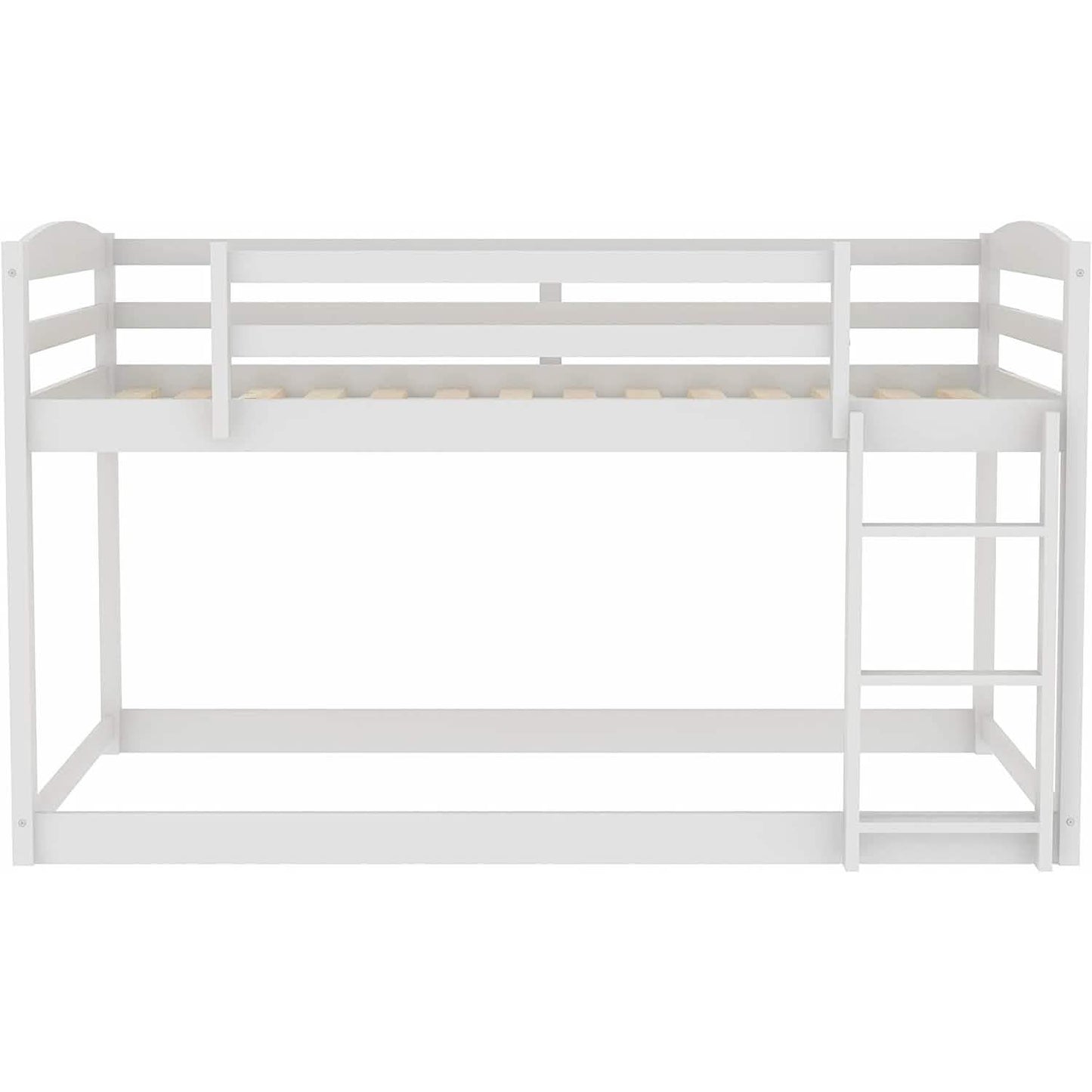 Twin Over Twin Floor Bunk Bed with Ladder
