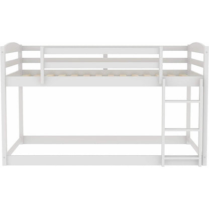 Twin Over Twin Floor Bunk Bed with Ladder