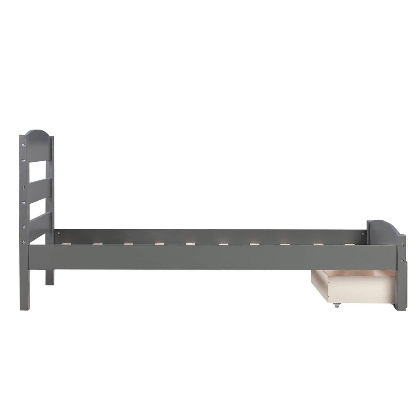 Twin Platform Bed Frame with Storage Drawer Headboard