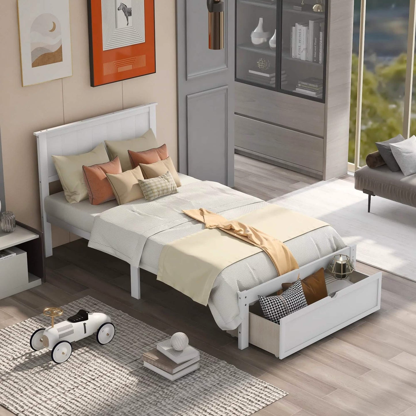 Twin Size Platform Bed with Storage