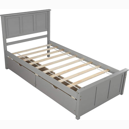 Twin Size Platform Bed with Two Drawers