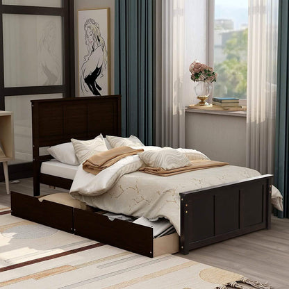 Twin Size Platform Bed with Two Drawers
