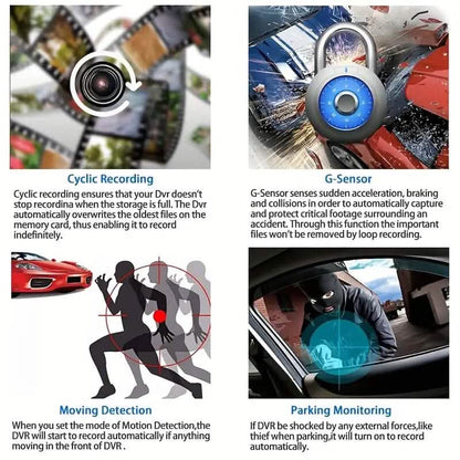 Two-Lens HD Night Vision Driving Recorder with Suction Cup Installation + 32G Card