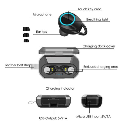 TWS Wireless 5.0 Earbuds Touch In-Ear Stereo Headsets