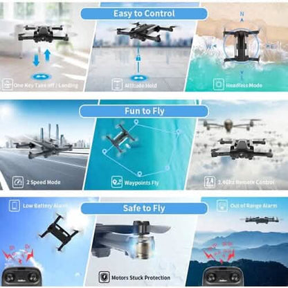 UDIRC Foldable RC Drone FPV WiFi Quadcopter w/ 720P HD Camera & 2 Batteries U73
