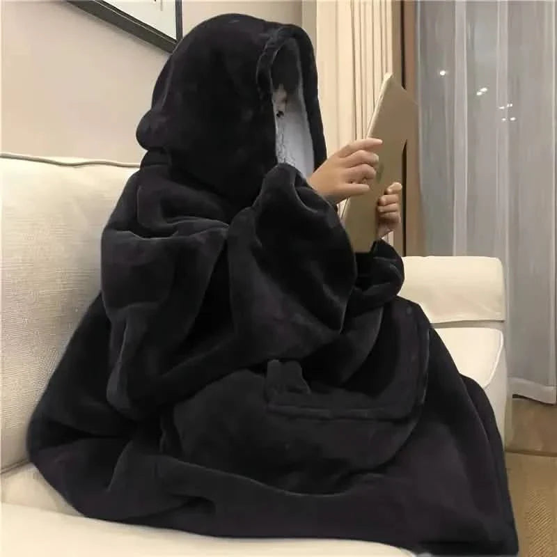 Ultra-Soft Sherpa Fleece Hoodie Blanket - Cozy Oversized Wearable Snuggle Sweatshirt