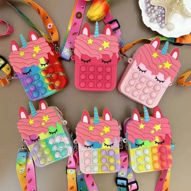 Unicorn Crossbody Bag with Pop Fidget Buttons