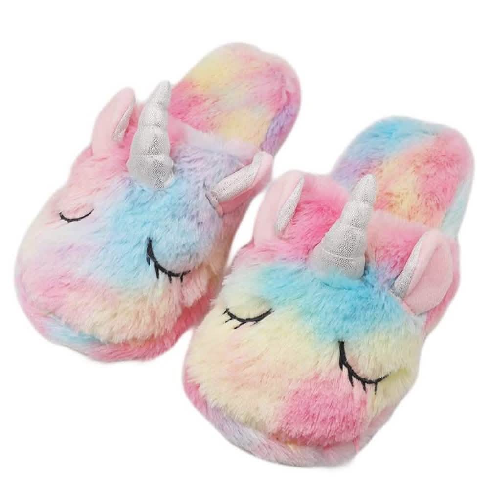 Unicorn Plush Slippers & Eye Mask Set