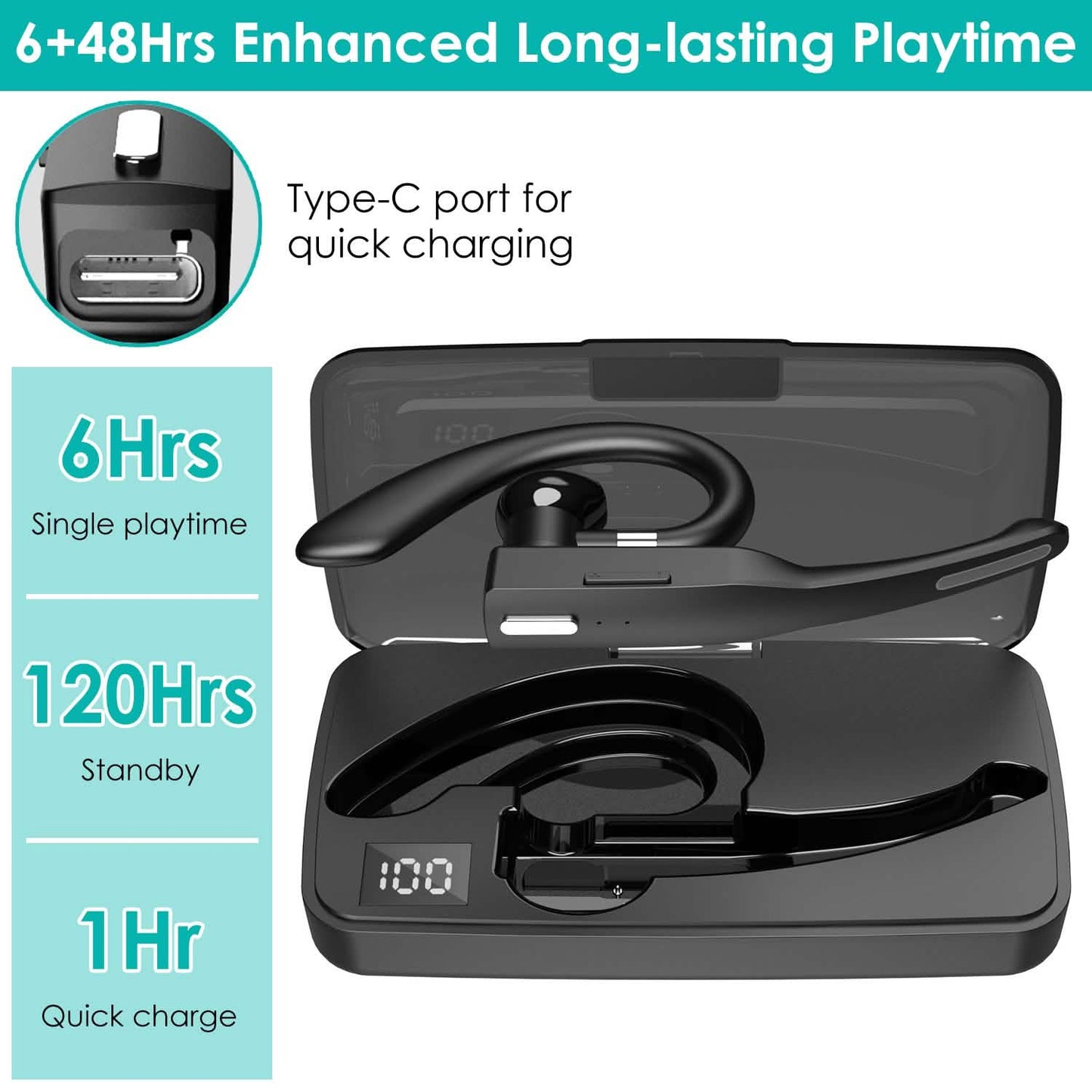 Unilateral Wireless V5.1 Business Earpiece with Charging Case