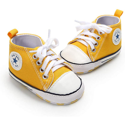 Unisex High Top Sneaker Soft Anti-Slip Sole Newborn Infant Denim Shoes