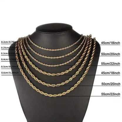 European Classic Twist Necklace Rope Chain