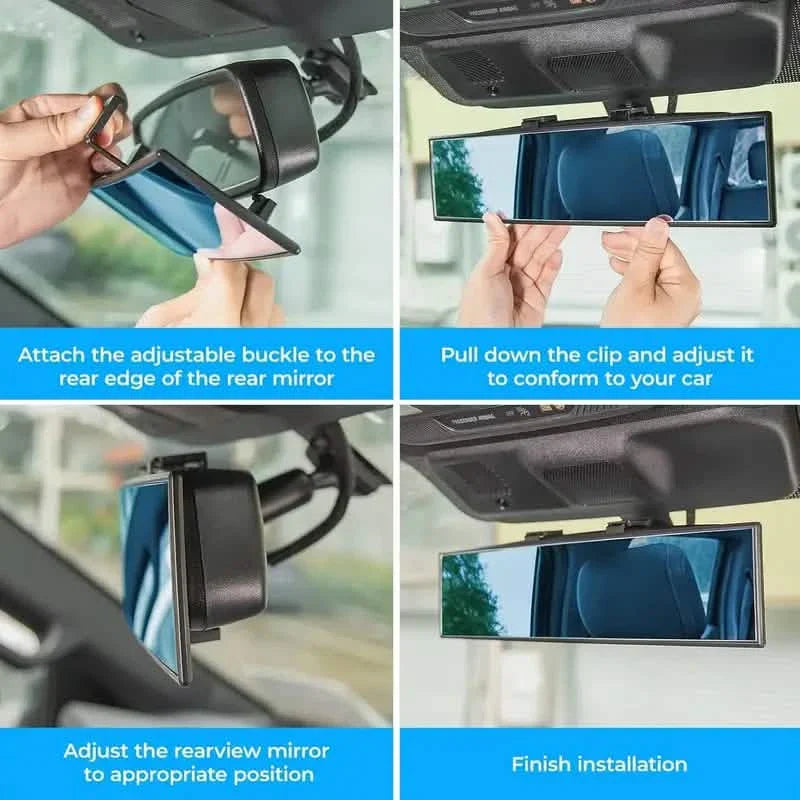 Universal 11.81 Inch Panoramic Convex Rearview Interior Clip-on Wide Angle Mirror
