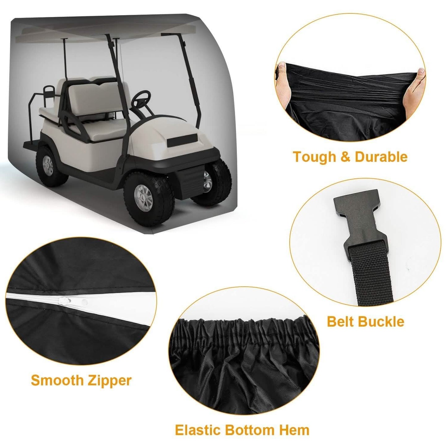 Universal 4 Passenger Golf Cart Cover 210D