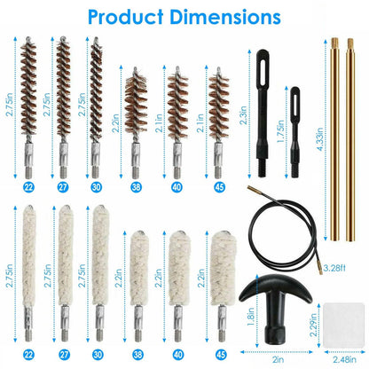 Universal Gun Cleaning Kit with 39.3" Flex Cable Brass Rod
