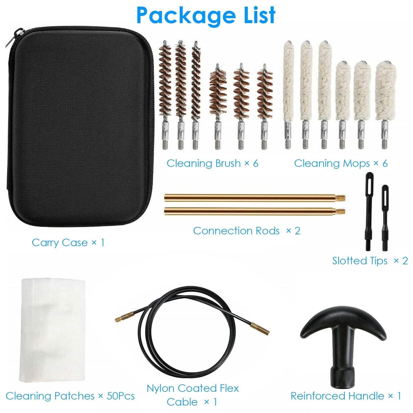 Universal Gun Cleaning Kit with 39.3" Flex Cable Brass Rod