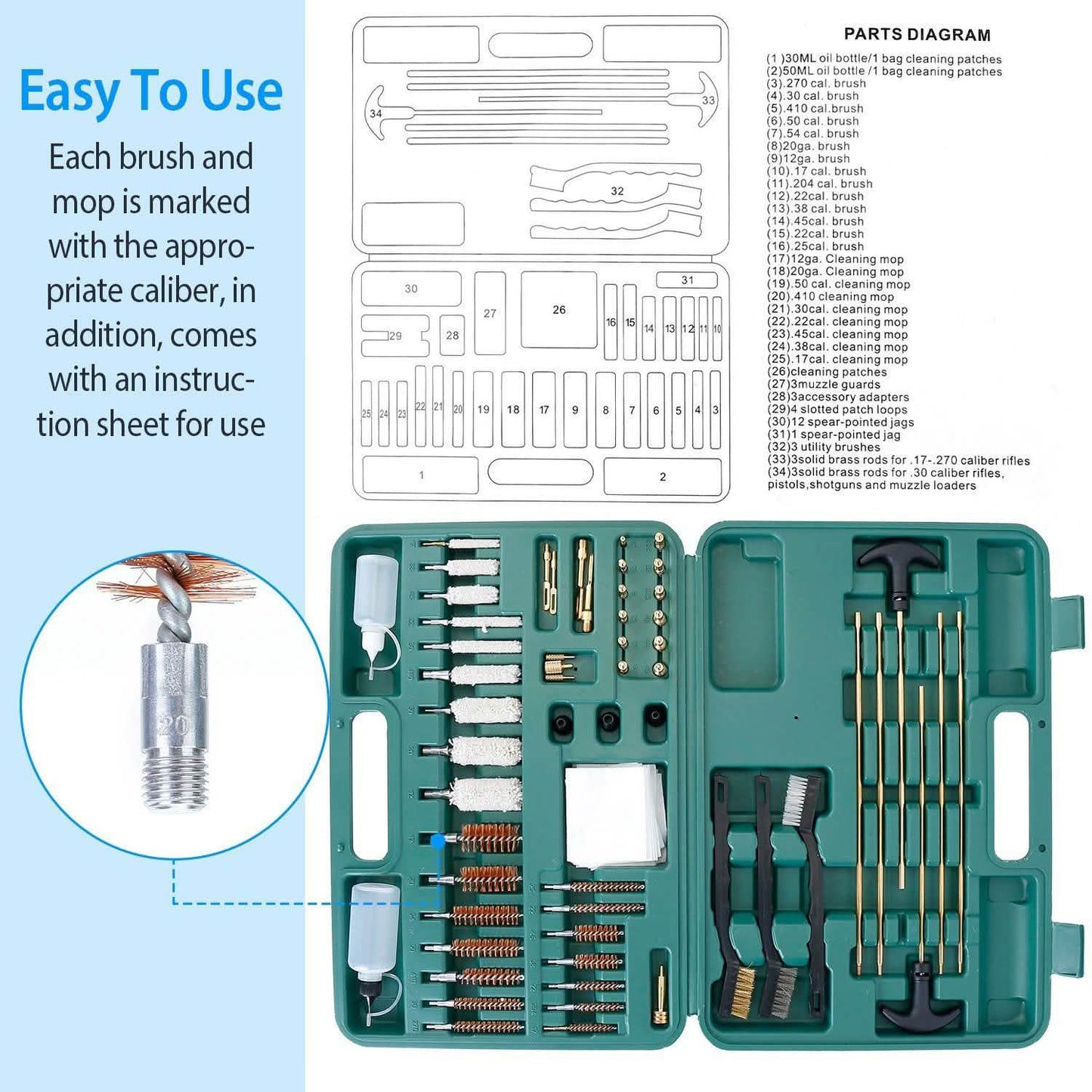 Universal Gun Cleaning Kit with Carrying Case