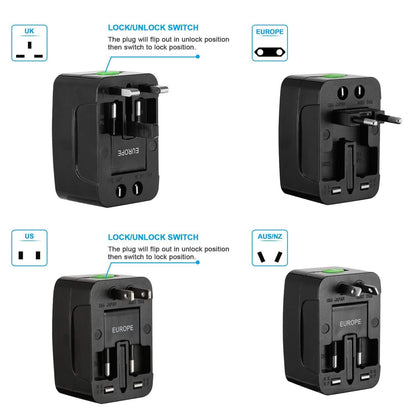 Universal Travel Adapter with 4 Interchangeable Plugs