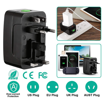 Universal Travel Adapter with 4 Interchangeable Plugs