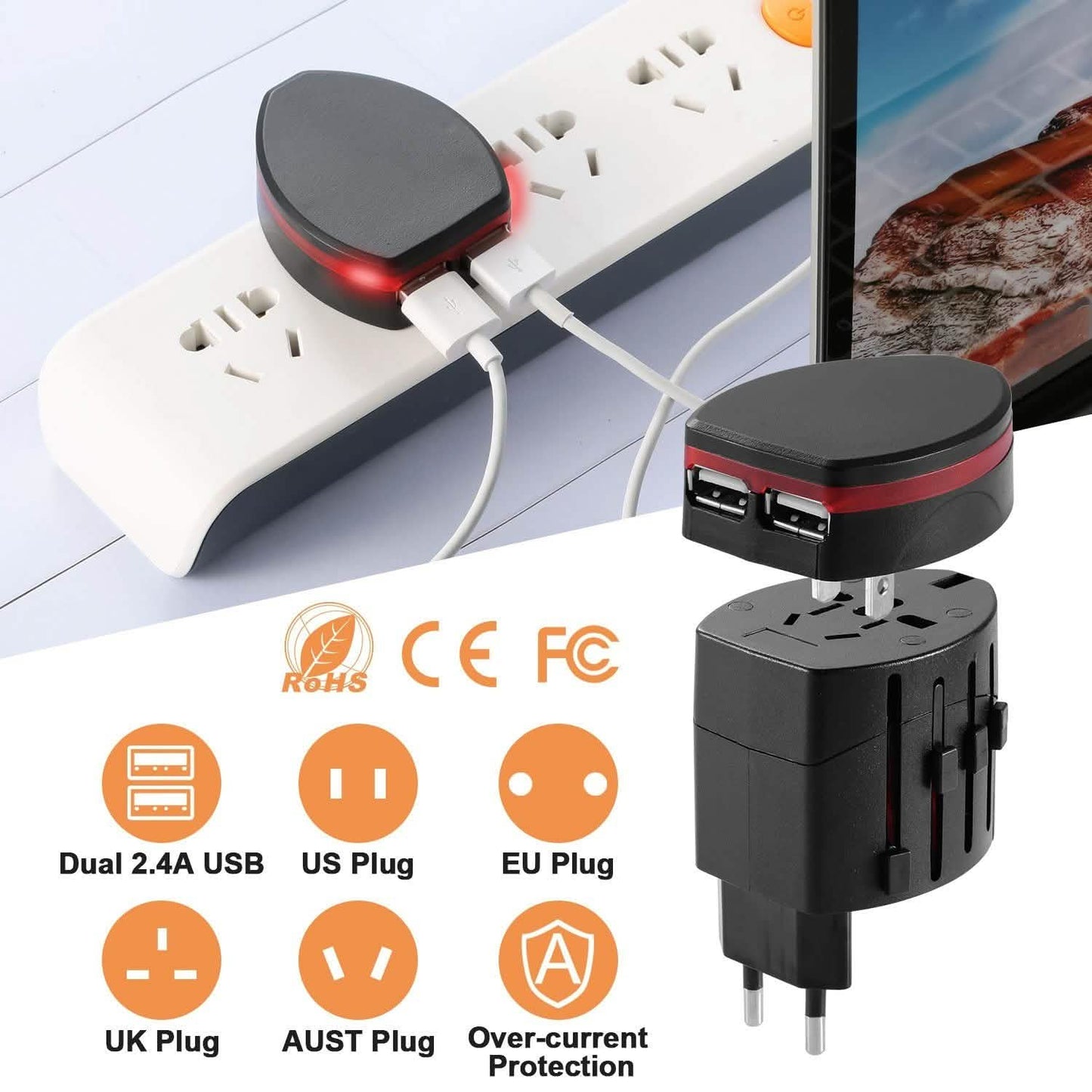 Universal Travel Power Adapter All in One Wall Charger