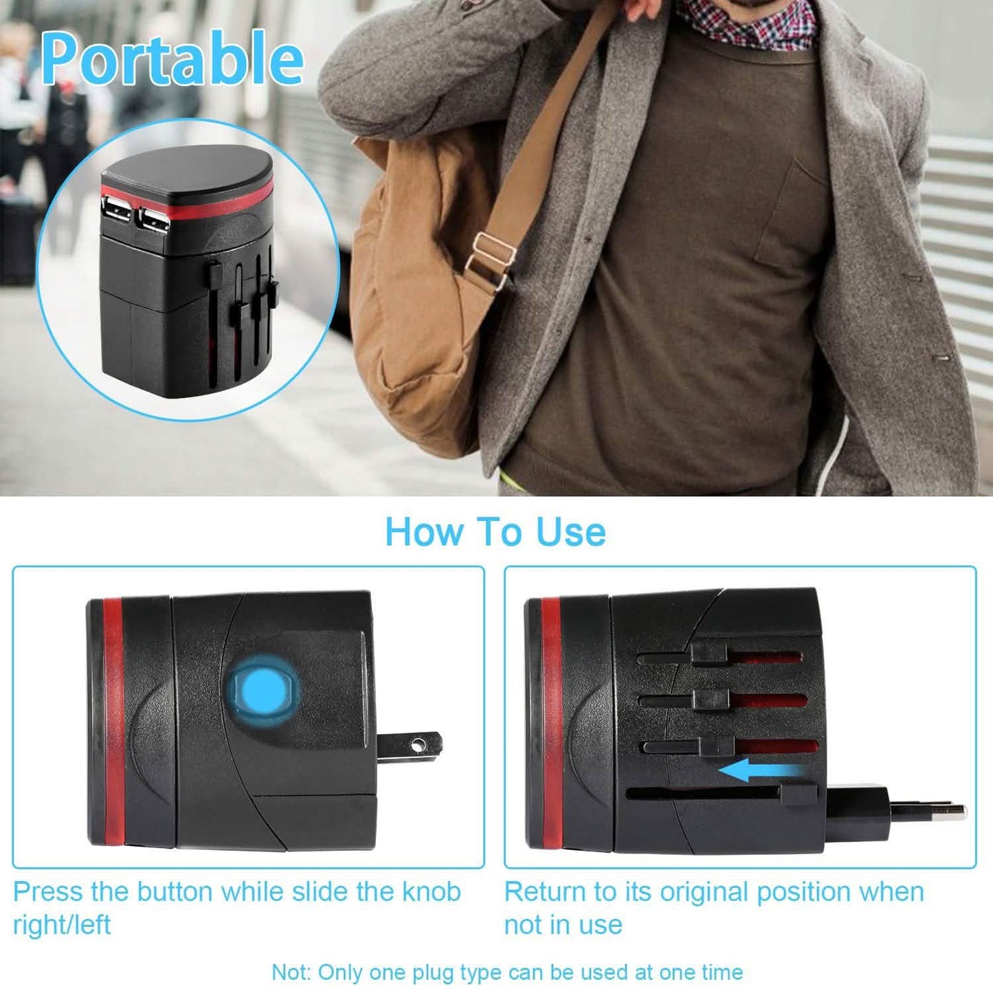 Universal Travel Power Adapter All in One Wall Charger