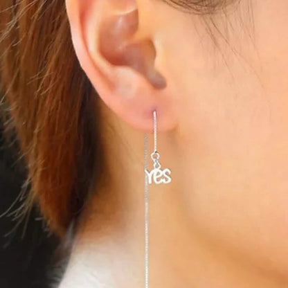 Sterling Silver Yes And No Long Threader Earrings