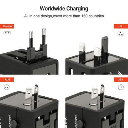 US EU UK AU Travel Universal Adapter USB Charger Type-C AC Wall Plug Converter