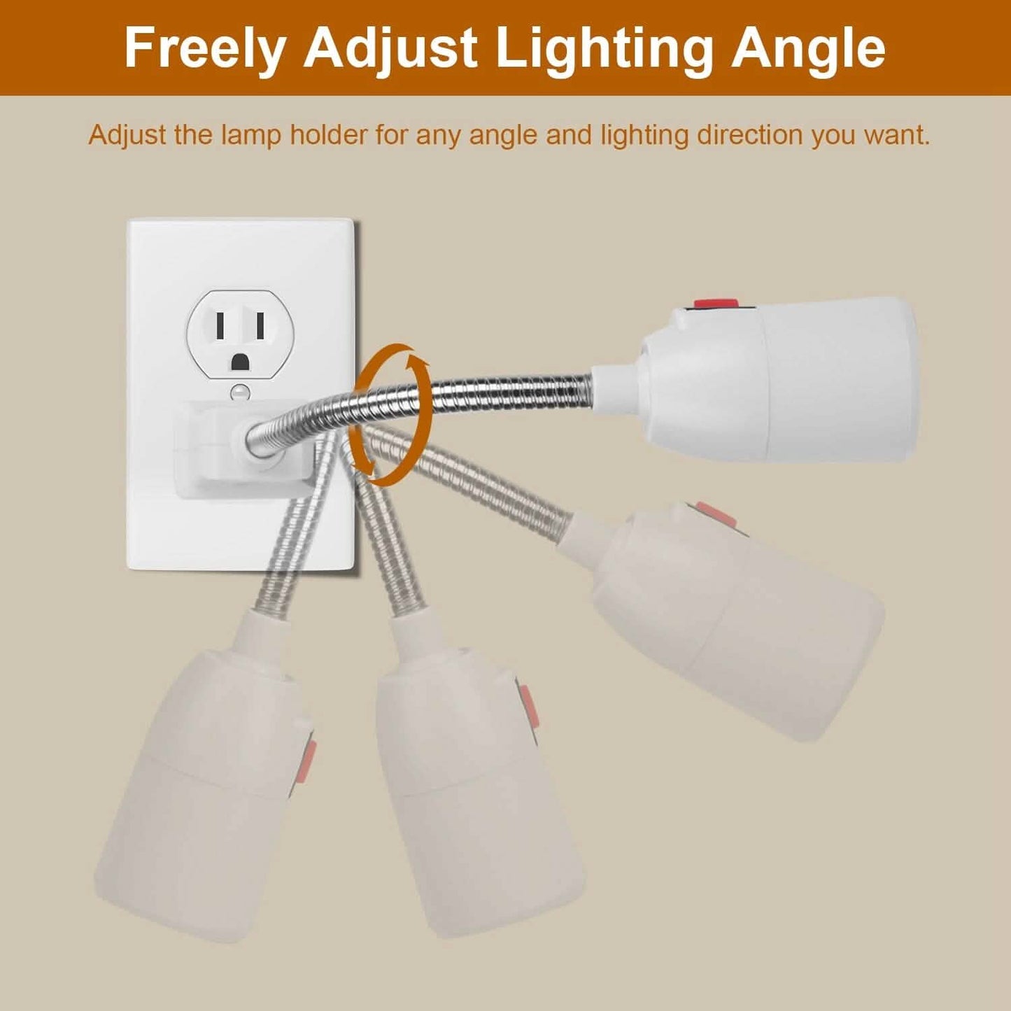 US Plug Extension Light Socket with On/Off Switch