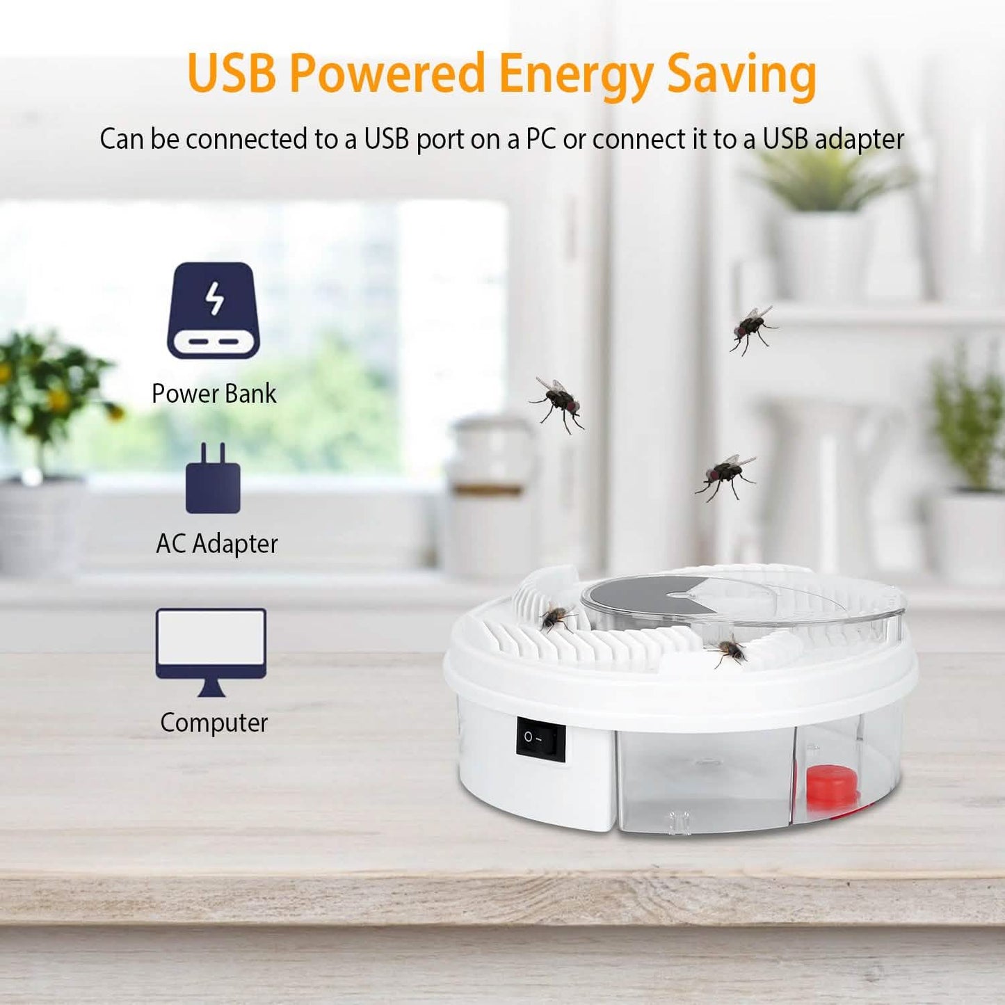 USB powered Electric Fly Trap Automatic Flycatcher