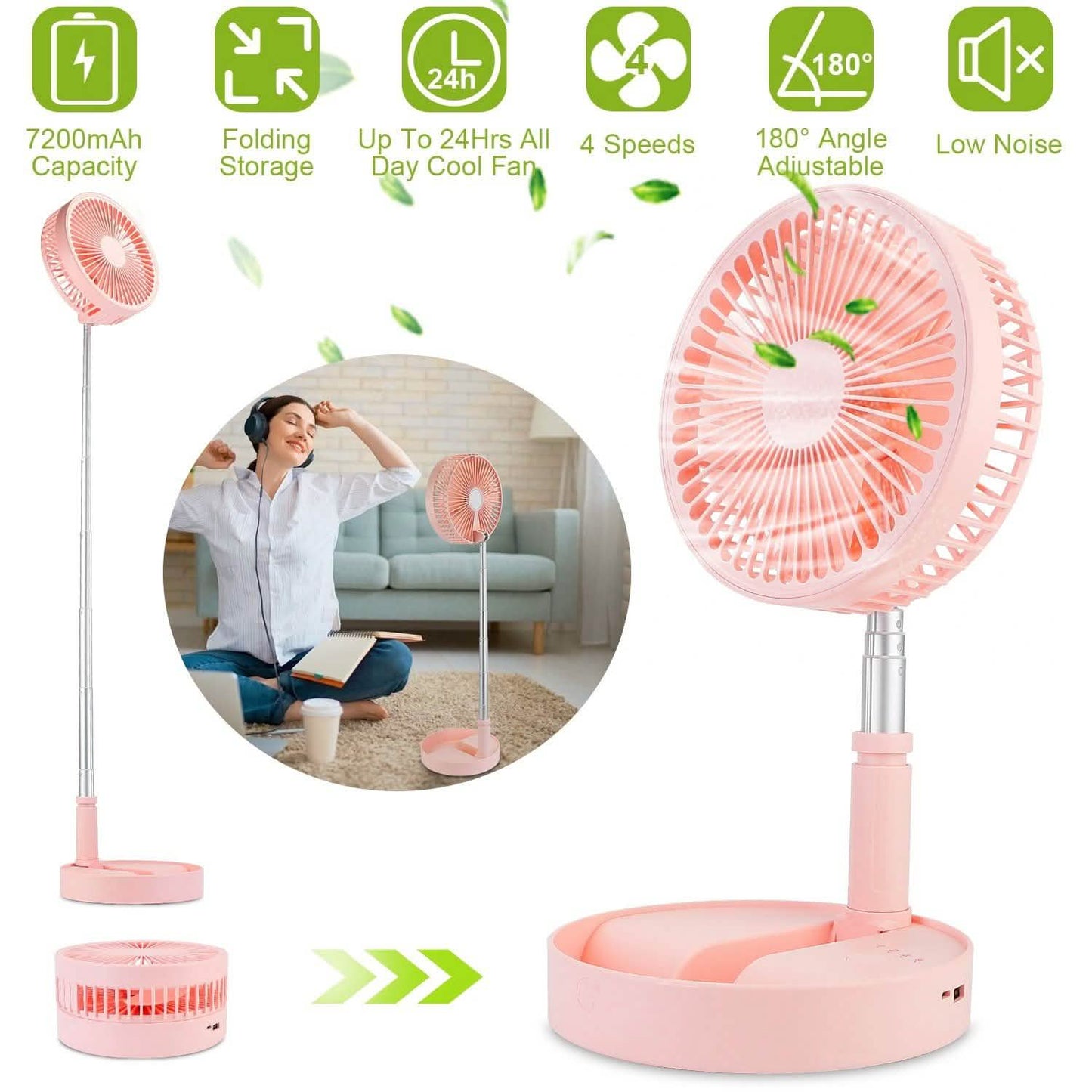 USB Rechargeable Portable Folding Desk Table Fan