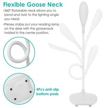USB Rechargeable Table Lamp Dimmable LED Flexible Gooseneck Desk Light