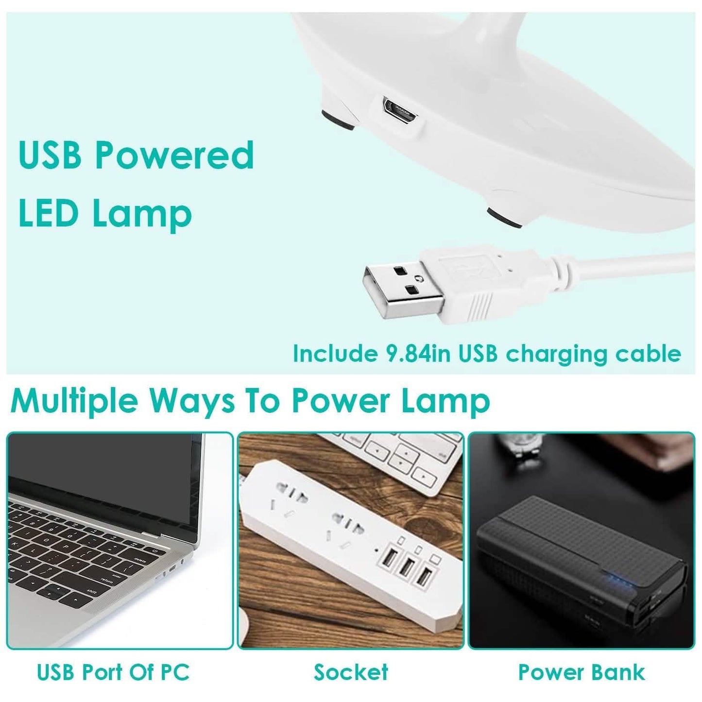USB Rechargeable Table Lamp Dimmable LED Flexible Gooseneck Desk Light