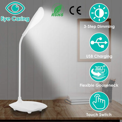 USB Rechargeable Table Lamp Dimmable LED Flexible Gooseneck Desk Light