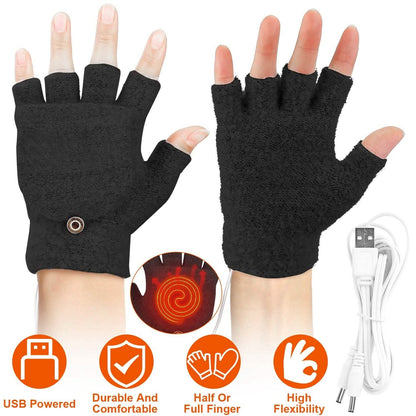 USB Wool Heated Gloves Mitten