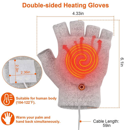 USB Wool Heated Gloves Mitten