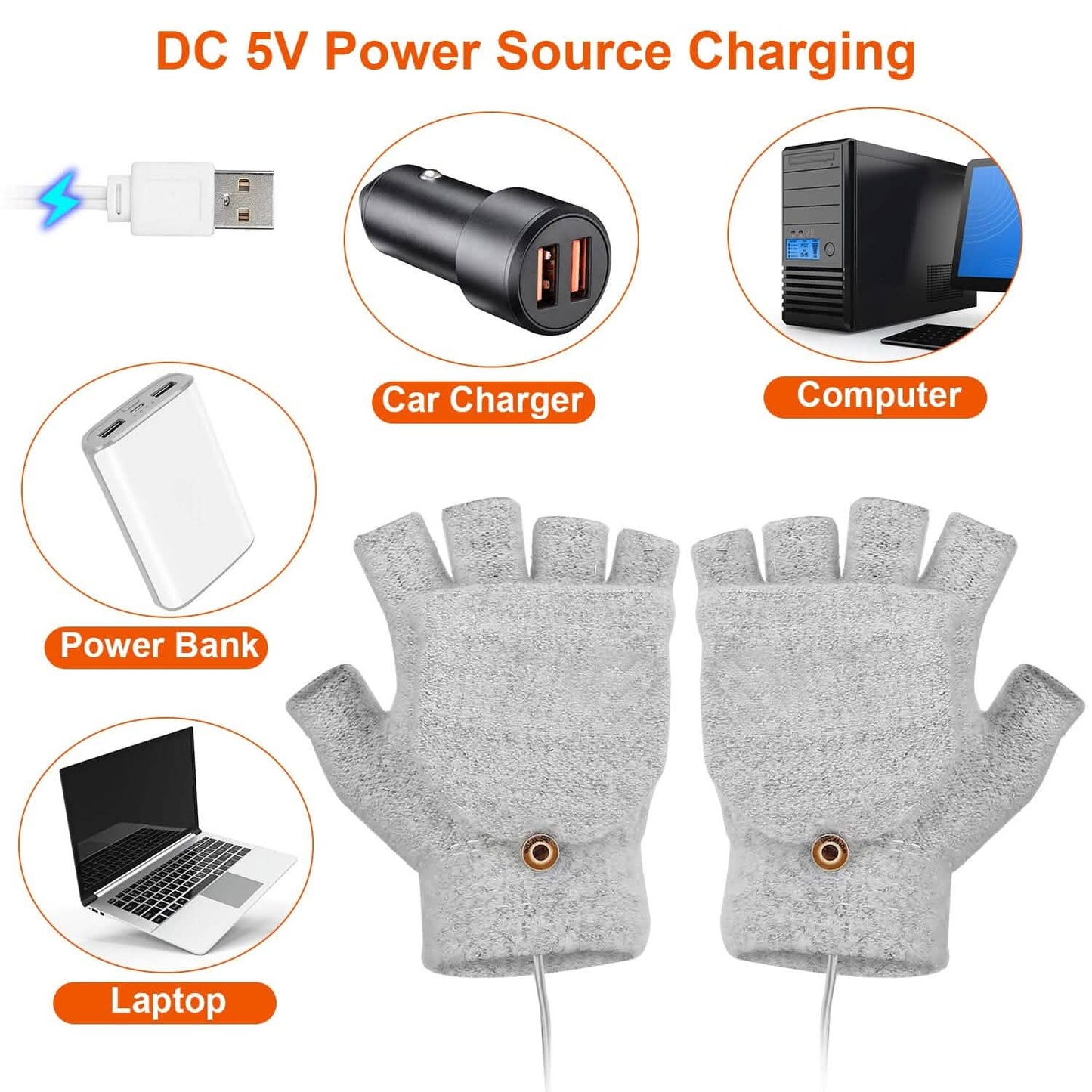 USB Wool Heated Gloves Mitten