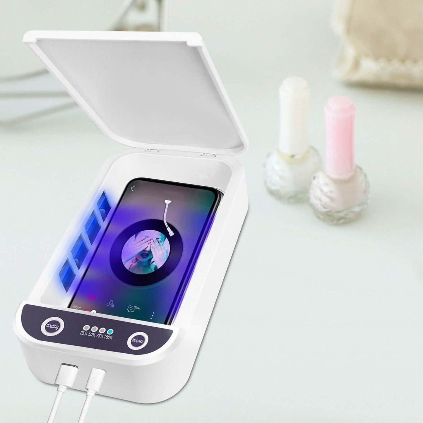 UV Light Phone Disinfection Box with Aromatherapy Function