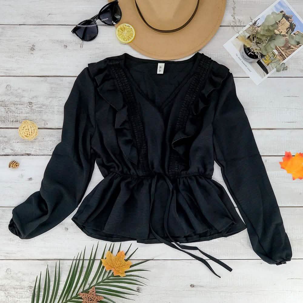 V-Neck Ruffle Blouse