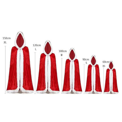 Velvet Hooded Cape Cloak Santa Cosplay Christmas Costumes Women