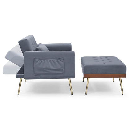 Velvet Recliner Sofa Chair with Adjustable Backrest and 2 Side Pocket