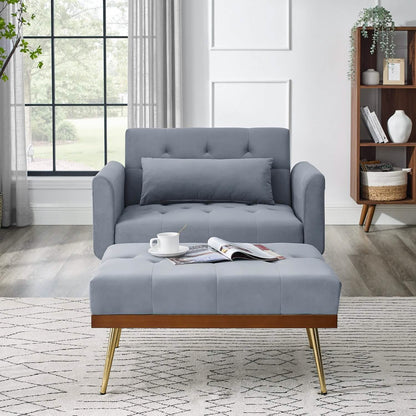 Velvet Recliner Sofa Chair with Adjustable Backrest and 2 Side Pocket