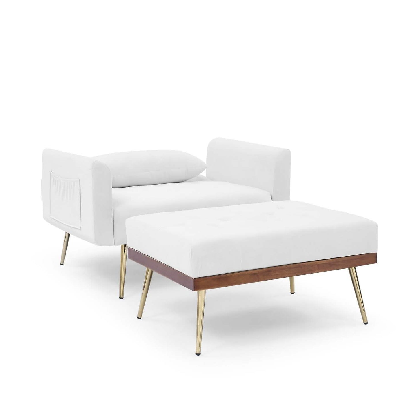Velvet Recliner Sofa Chair with Adjustable Backrest and 2 Side Pocket