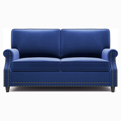 Velvet Roll Up Arm Chair Loveseat with Nail Head